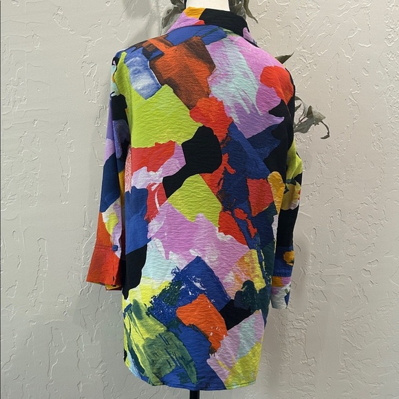 Ali Miles Multicolor Abstract Button Down Shirt NWT - Picture 7 of 11